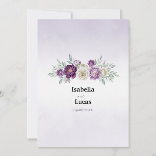 Elegante Watercolor Floral Wedding Card Einladung (Rückseite)