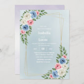 Elegante Watercolor Floral Wedding Card Einladung (Vorne/Hinten)