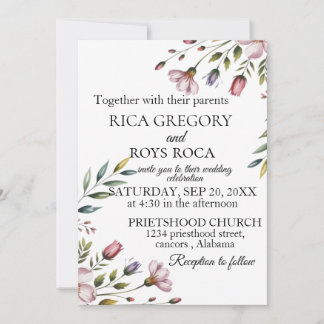Elegante Watercolor Floral Wedding Card Einladung