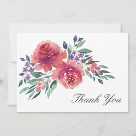 Elegante Watercolor Floral Wedding Dankeschön Kart Einladung