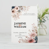 🌸 elegante Watercolor Floral Wedding 💐 Einladung (Stehend Vorderseite)