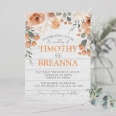 Elegante Watercolor Floral & Wood Wedding Einladung