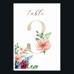 Elegante Watercolor Florals Imitate Gold Wedding 3 Tischnummer<br><div class="desc">Set Sie Ihre Tische mit diesen zweiseitigen eleganten Aquarellfarben Imitate Gold Tischnummer Cards. Das Design besticht durch einen klassisch schicken,  weißen Hintergrund,  wunderschöne Aquarellblumen mit Grün und eine goldene Zahl der Imitate.</div>