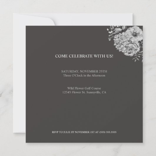 Elegante Watercolor Florentiner Überraschung Gebur Einladung (Rückseite)