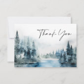 Elegante Watercolor Foggy Forest Wedding Dankeskarte (Vorderseite)