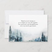 Elegante Watercolor Foggy Forest Wedding Dankeskarte (Rückseite)