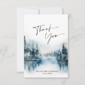 Elegante Watercolor Foggy Forest Wedding Dankeskarte (Vorderseite)