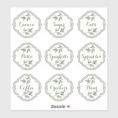 Elegante Watercolor Foliage Custom Pantry Labels (Blatt)
