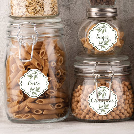 Elegante Watercolor Foliage Custom Pantry Labels