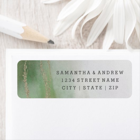 Elegante Watercolor Foliage Wedding Rücksendeadres (Insitu)