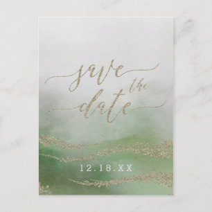 Elegante Watercolor Foliage Wedding Save the Date Ankündigungspostkarte