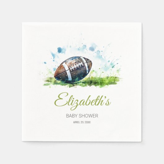 Elegante Watercolor Football Baby Shower Serviette (Vorderseite)