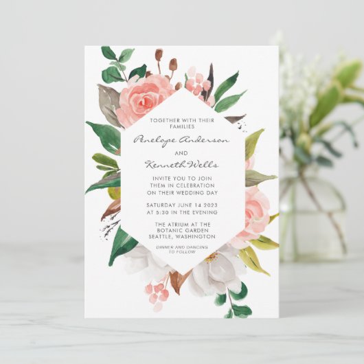 Elegante Watercolor Garden Einladung (Stehend Vorderseite)