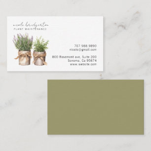 Elegante Watercolor Gardener Pflanze Visitenkarte