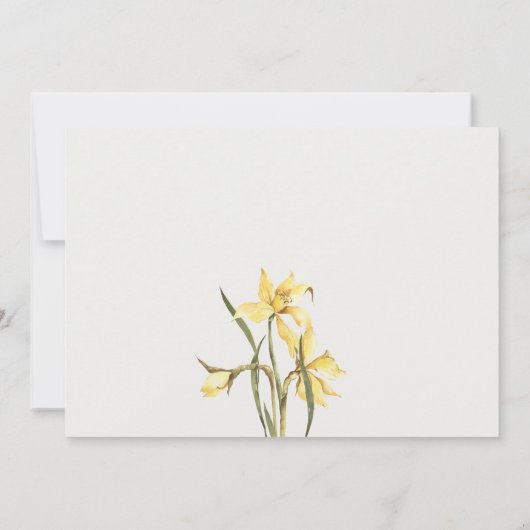Elegante Watercolor Gelbe Daffodil Wedding Einladu Dankeskarte (Rückseite)