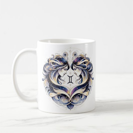 Elegante Watercolor Gemini Zodiac Custom Tasse (Links)