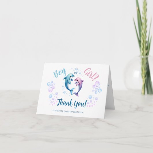 Elegante Watercolor-Geschlechtsenthüllung Danke (Vorderseite)