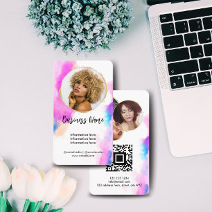 Elegante Watercolor Gold Feminin Social Media Girl Visitenkarte