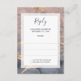 Elegante Watercolor & Gold Hochzeitkarten RSVP Karte
