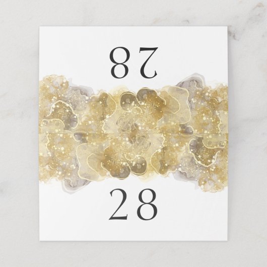 Elegante Watercolor Gold Wedding Folded Platzkarte (Außenseite Aufgefaltet)