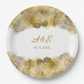 Elegante Watercolor Gold Wedding Paper Teller (Vorderseite)