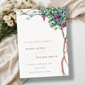 Elegante Watercolor Grapevine Save the Date Karte