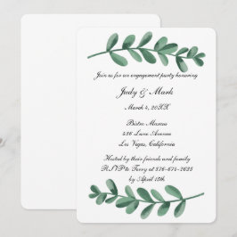 Elegante Watercolor Green Blätter Engagement Party Einladung