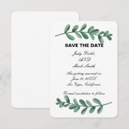 Elegante Watercolor Green Blätter Save the Date Ka