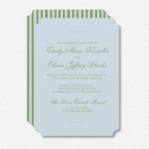 Elegante Watercolor Green Blue Stripe Wedding