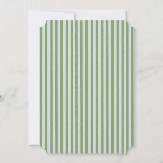 Elegante Watercolor Green Blue Stripe Wedding Einladung (Rückseite)