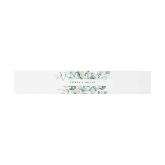 Elegante Watercolor Green Foliage Hochzeit Einladungsbanderole (Flach)