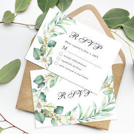 Elegante Watercolor Greenary Eucalyptus RSVP Card Karte