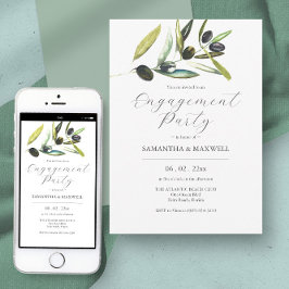 Elegante Watercolor Greenerity Engagement Party Einladung