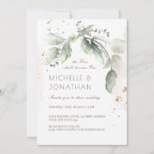 Elegante Watercolor Greenerity Hochzeit Christlich Einladung (Vorderseite)