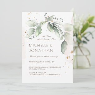 Elegante Watercolor Greenerity Hochzeit Christlich Einladung