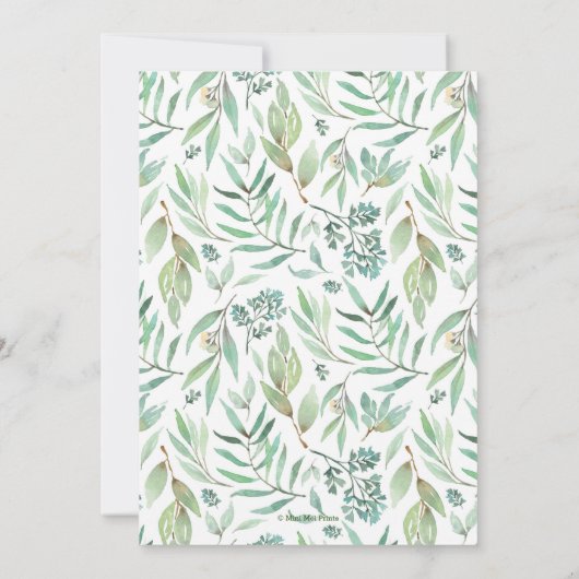 Elegante Watercolor Greenery Kinderdusche Einladun Einladung (Rückseite)