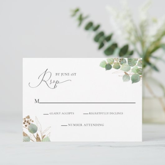 Elegante Watercolor Greenery UAWG Enclosure Card Einladung (Stehend Vorderseite)