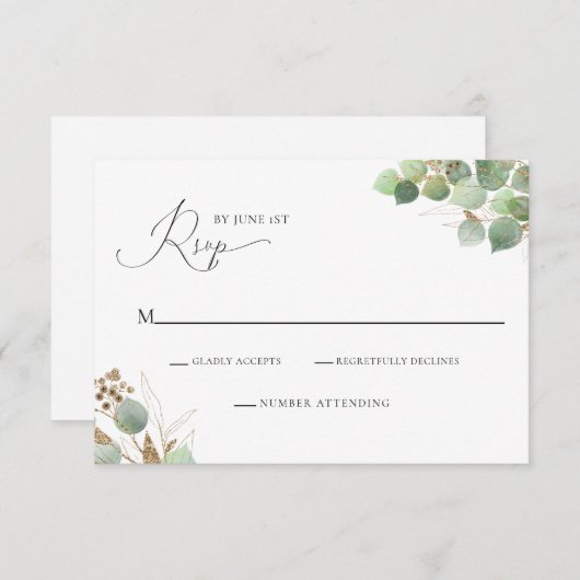 Elegante Watercolor Greenery UAWG Enclosure Card Einladung (Vorne/Hinten)