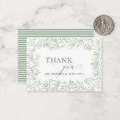 Elegante Watercolor, grün, blumengeschmückt Mitteilungskarte (Vorderseite/Rückseite Beispiel)