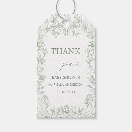 Elegante Watercolor, grün Geschenkanhänger (Vorderseite)