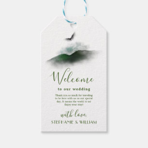 Elegante Watercolor Grüne Berge Hochzeit Geschenkanhänger