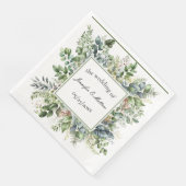 Elegante Watercolor Grüne Blätter Custom Wedding Serviette (Ecke)
