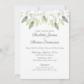 Elegante Watercolor Grüne Blätter Hochzeit Einladung (Rückseite)