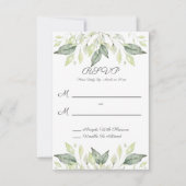 Elegante Watercolor Grüne Blätter Hochzeit RSVP Karte (Vorderseite)