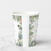 Elegante Watercolor Grüne Blätter Hochzeitsfeier Pappbecher (Rechts)