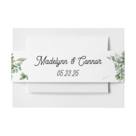 Elegante Watercolor Grüne Blätter Rustikale Hochze Einladungsbanderole