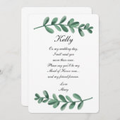 Elegante Watercolor Grüne Blätter Trauzeugin Einladung (Vorne/Hinten)