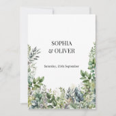 Elegante Watercolor-grüne Blätter versammeln sich  Einladung (Vorderseite)