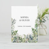 Elegante Watercolor-grüne Blätter versammeln sich  Einladung (Stehend Vorderseite)