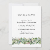 Elegante Watercolor-grüne Blätter versammeln sich  Einladung (Rückseite)